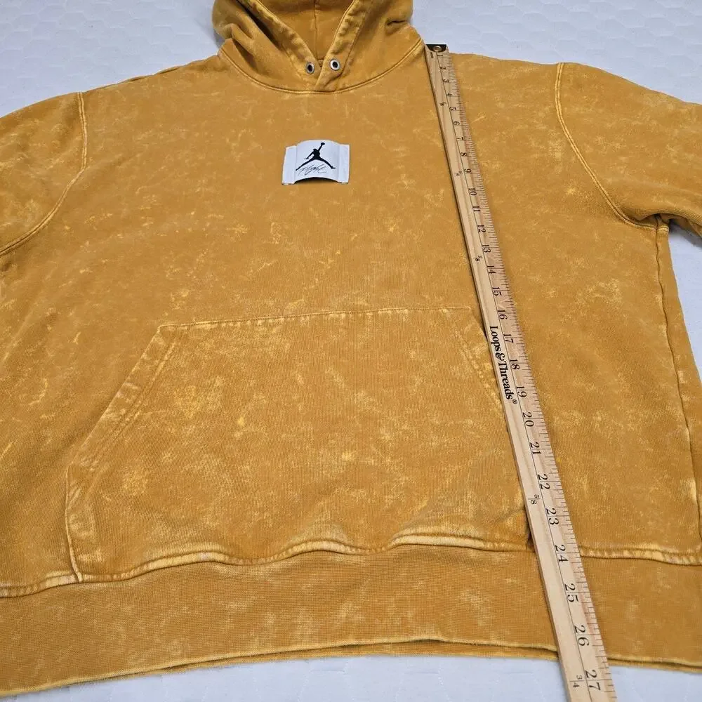 Jordan Essentials Statement Washed Fleece Pullover Hoodie Chutney Yellow Men's L